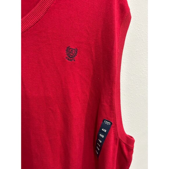 Chaps NEW Mens Red V-Neck Sleeveless Cotton Sweater Vest Size 4XB - Picture 4 of 8